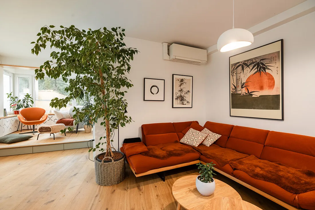 Dnevna soba – prenova – Dupleks stanovanje Ljubljana